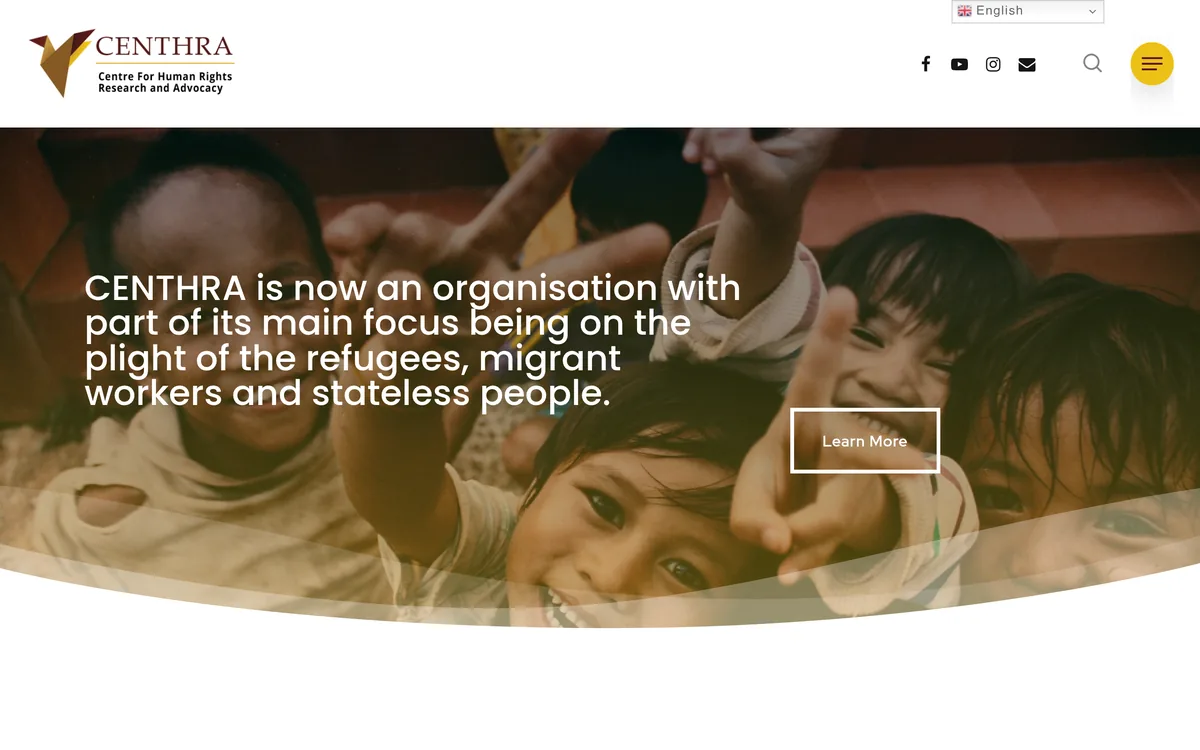 CENTHRA website homepage
