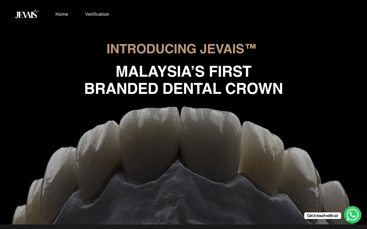Jevais dental crown website homepage