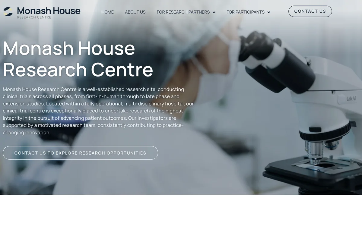 Monash House Research Centre website homepage